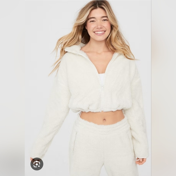 aerie Jackets & Blazers - Offline By Aerie Cropped Sherpa Sweatshirt / Jacket | Size XS